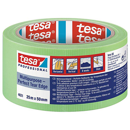 Tesa Multipurpose Perfect Tear Edge - ruban adhésif toilé - rouleau 50mm