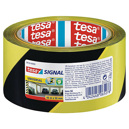 Tesa Signal Universal - ruban adhésif de signalisation - PP - rouleau 50mmx66m - noir/jaune