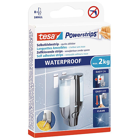 Tesa Powerstrips Waterproof - pack of 6 self-adhesive double-sided strips