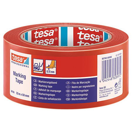 Tesa Professional Marking Tape -  waarschuingstape - PVC - rol 50mmx33m - rood