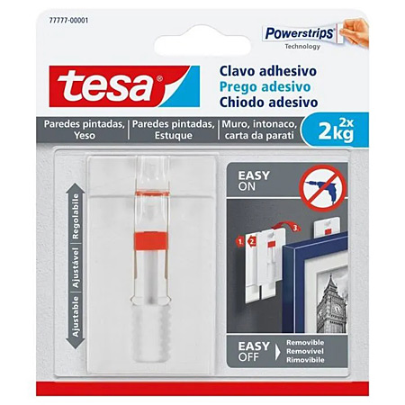 Tesa Self-adhesive nail - adjustable height - for sensitive surfaces