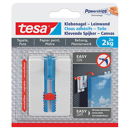 Tesa Self-adhesive nail for canvas - adjustable height - for sensitive surfaces