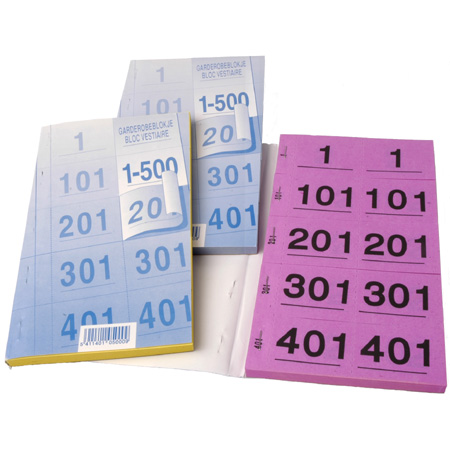 Schleiper Carnet de tickets pour vestiaire - 500 tickets doubles numérotés avec microperforation