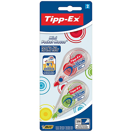 Tipp-Ex Mini Pocket Mouse Colored - 2 correction tapes (5mmx5m) - blisterpack