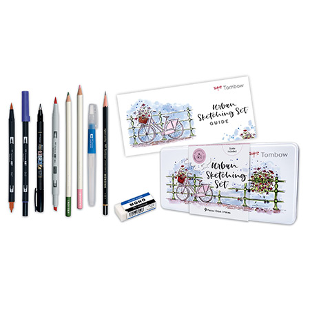 Tombow Urban Sketching Set - tin box - assorted pencils & pens (9 pieces)