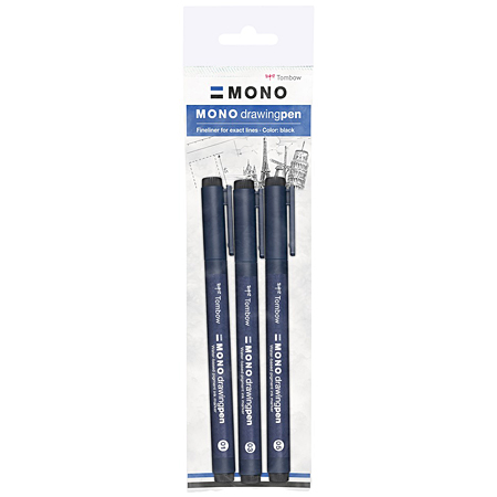 Tombow Mono Drawing Pen - pack of 3 fineliners with pigmented ink (01-03-05)
