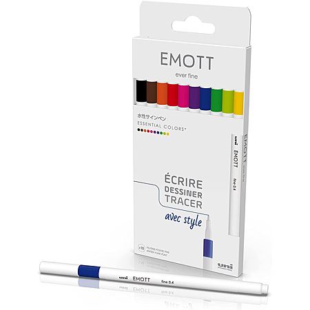Uni Emott - cardboard box - assorted fibre tip pens (0.4mm)