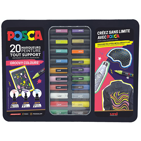 Posca Black Box Metal Groovy Colours - assortiment de 20 marqueurs