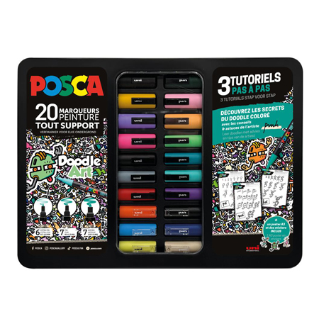 Posca Black Box Metal Doodle Art - assortiment de 20 marqueurs