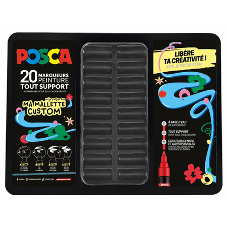 Posca Black Box Metal - boîte en métal vide - 20 emplacements marqueurs