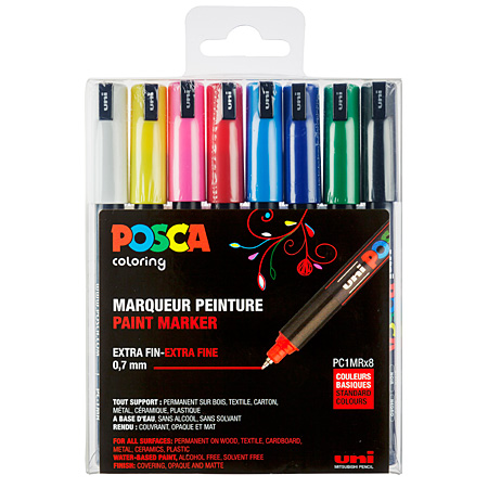 Posca PC-1MR - plastic pouch - assorted markers with tubular tip