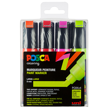 Posca PC-8K - plastic pouch - assorted markers with chisel large tip