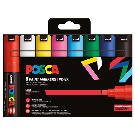 Posca PC-8K - plastic etui - assortiment van markers met schuine brede punt