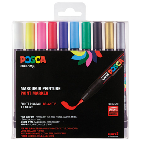 Posca PCF350 - plastic etui - assortiment van markers met penseelpunt