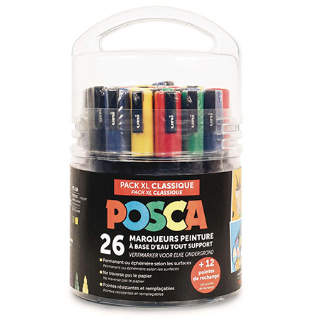 Posca Pack XL Classique - doosje van 26 geassorteerde markers - + 12 vervangpunten