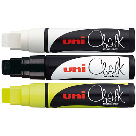 Uni Chalk Marker PWE-17K - marker met vloeibaar krijt - vierkantige extra-brede punt (15mm)