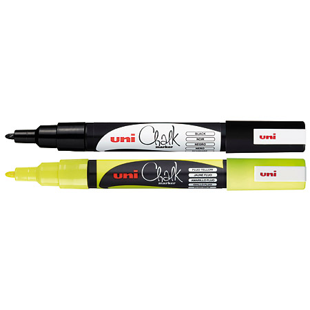 Uni Chalk Marker PWE-3M - marqueur craie liquide - pointe conique fine (1,3mm)