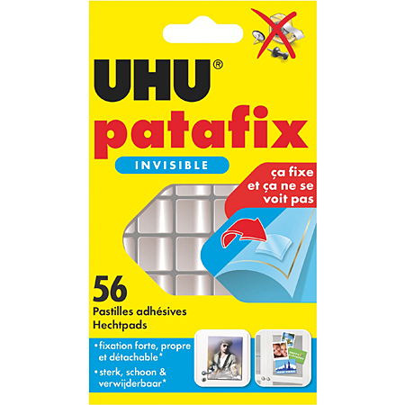 UHU Patafix Invisible - paquet de 56 pastilles adhésives malléables - transparent