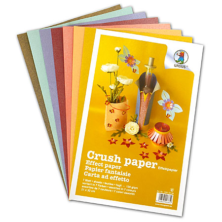 Ursus Crush Paper - papier fantaisie 120g/m² - paquet de 7 feuilles 21x33cm - 7 couleurs assorties