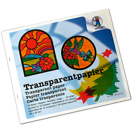 Ursus Transparent paper 42g/m² - booklet 10 sheets 20x30cm - 10assorted colours