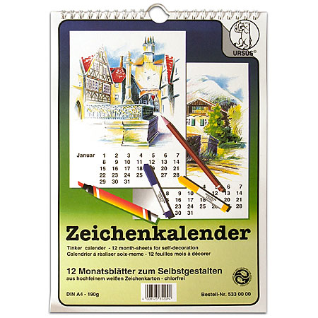 Ursus calendar to decorate - drawing paper 190g/m² - A4