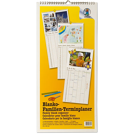 Ursus Kalender om te versieren met planning - wit tekenpapier 170gr/m² - 23x49cm