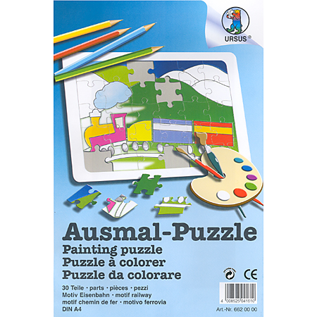 Ursus Puzzle à colorer - 30 pièces - 21x29,7cm (A4) - chemin de fer
