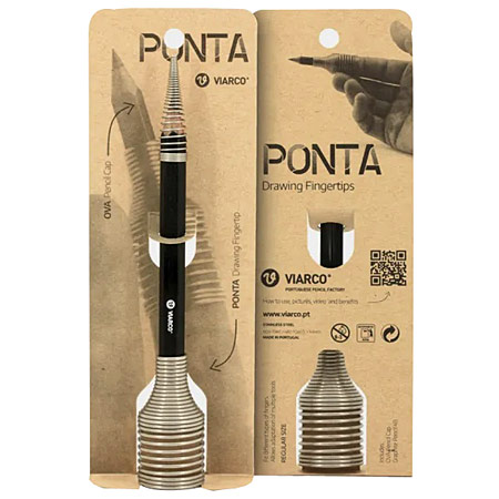 Viarco Design Ponta - 1 metal pencil houder to draw with fingertips & 1 Ova cap