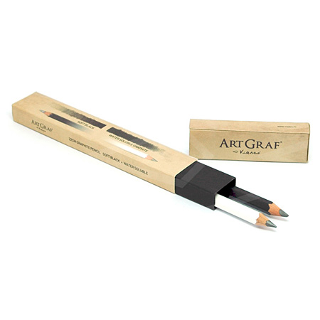 Viarco ArtGraf Twin Box - kartonnen etui - 1 Soft Black potlood & 1 aquarellerbare grafietpotlood