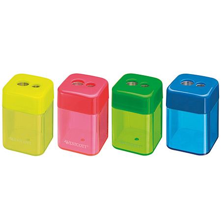 Westcott Double sharpener - plastic tank - assorted colours