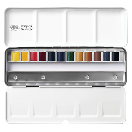 Winsor & Newton Professional Watercolour - Customisable Travel Tin - aquarelle extra-fine - boîte en métal - 12 demi godets & 12 espaces vides