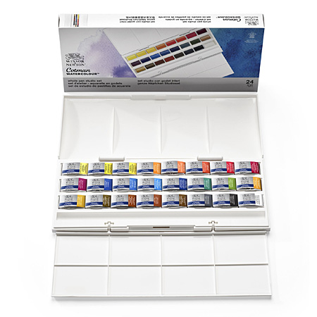 Winsor & Newton Cotman - Whole Pan Studio Set - fine watercolour - plastic box - 24 pans