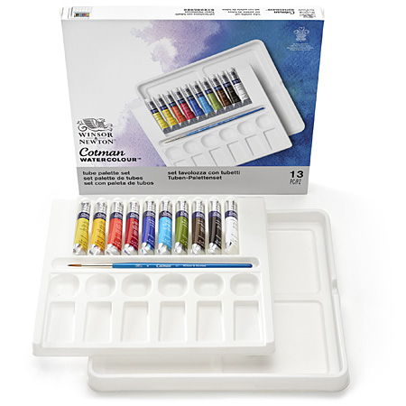Winsor & Newton Cotman - Tube Palette Set - fijne aquarelverf - plastic doos met palet - 10 tubes 8ml