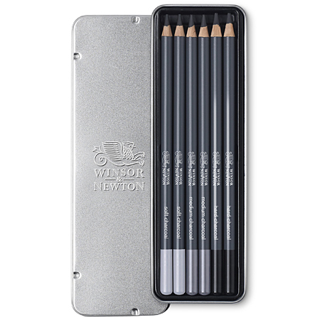 Winsor & Newton Studio Collection - metal tin - 6 assorted charcoal pencils