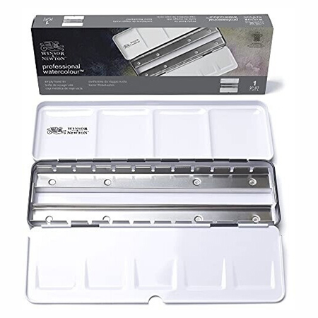 Winsor & Newton Professional Watercolour - boîte vide en métal pour l'aquarelle - pour 24 demi-godets ou 12 godets