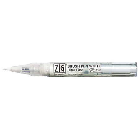 Zig Cartoonist Brush Pen White - viltstift met gepigmenteerde inkt - ultra-fijne penseelpunt - wit