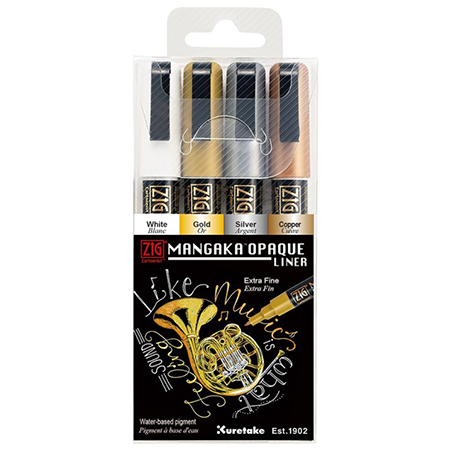Zig Cartoonist Mangaka Opaque Liner - étui en plastique - assortiment de 4 feutres