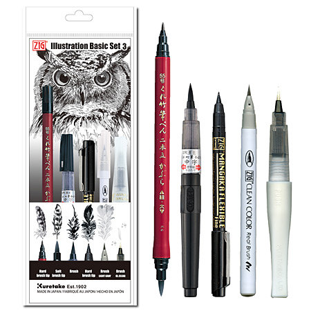 Zig Illustration Basic Set - 5 assorted brush pens
