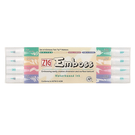Zig Emboss - plastic wallet - 4 assorted dual pens