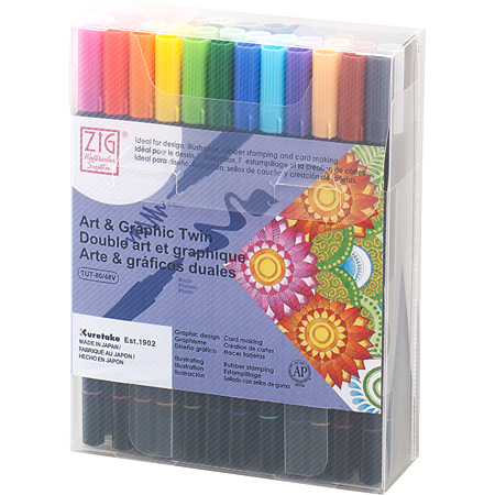 Zig Art & Graphic Twin - plastic wallet - assorted water-soluble duo markers
