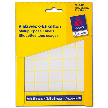 Avery Zweckform Box of 1200 self-adhesive white labels - rectangular - 22x18mm