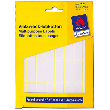 Avery Zweckform Box of 928 self-adhesive white labels - rectangular - 38x14mm