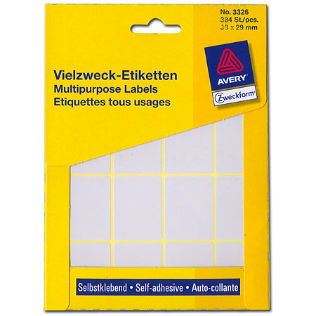 Avery Zweckform Box of 384 self-adhesive white labels - rectangular - 38x29mm