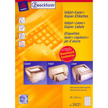 Avery Zweckform Universal labels - 70x25,4mm - 33/page (100 sheets) - white
