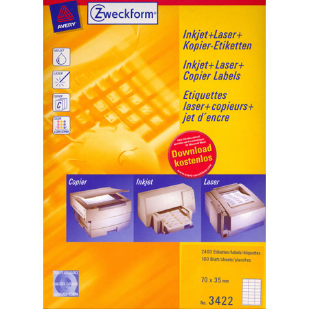 Avery Zweckform Universal labels - 70x35mm - 24/page (100 sheets) - white