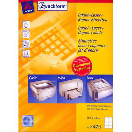 Avery Zweckform Universal labels - 105x70mm - 8/page (100 sheets) - white