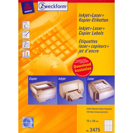 Avery Zweckform Universal labels - 70x36mm - 24/page (100 sheets) - white