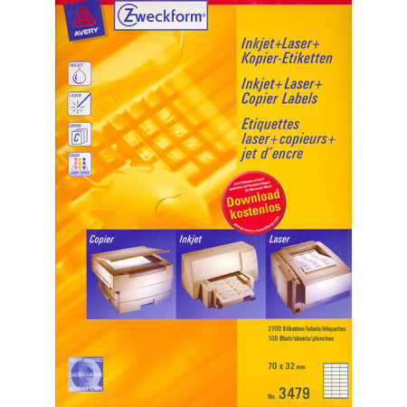 Avery Zweckform Universal labels - 70x32mm - 27/page (100 sheets) - white