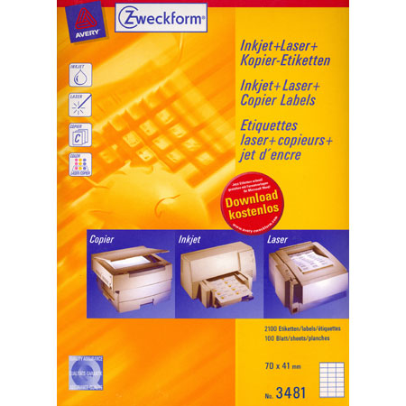 Avery Zweckform Universal labels - 70x41mm - 21/page (100 sheets) - white