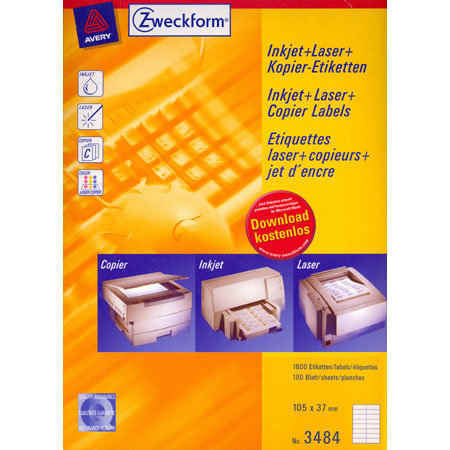 Avery Zweckform Universal labels - 105x37mm - 16/page (100 sheets) - white